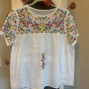 Women’s Top Bundle - Embroidered blouse and Loft Striped Top - Beautiful colors